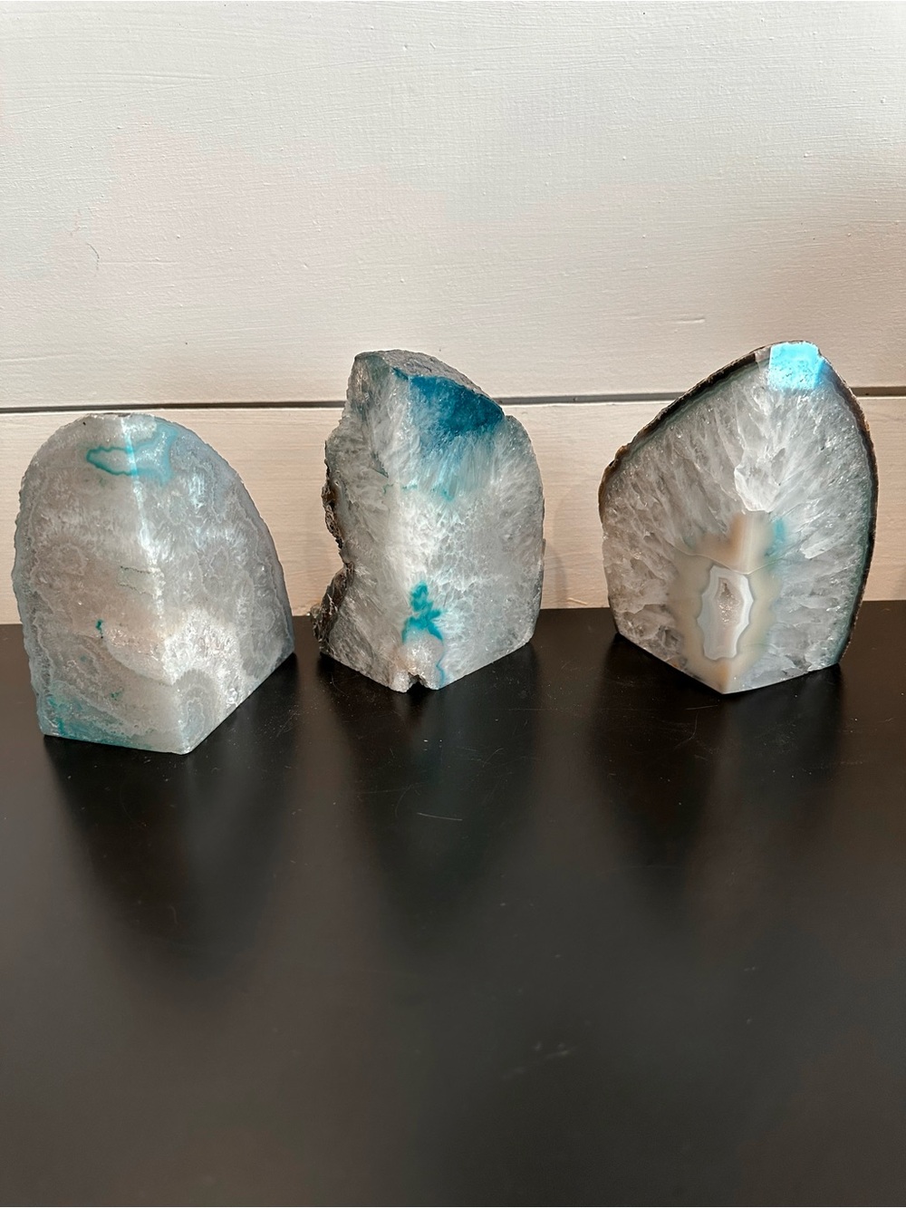 Z Gallerie Beautiful Blue Agate Geode Bookends - Decorative Home Art